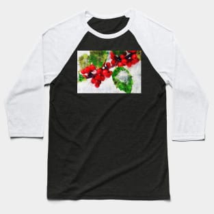 Holly Jolly Watercolor Baseball T-Shirt